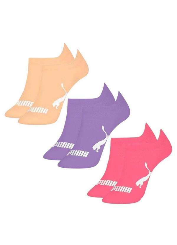 Puma - Kit 3 pares de Meias Puma Sapatilha Invisível Infantil Laranja