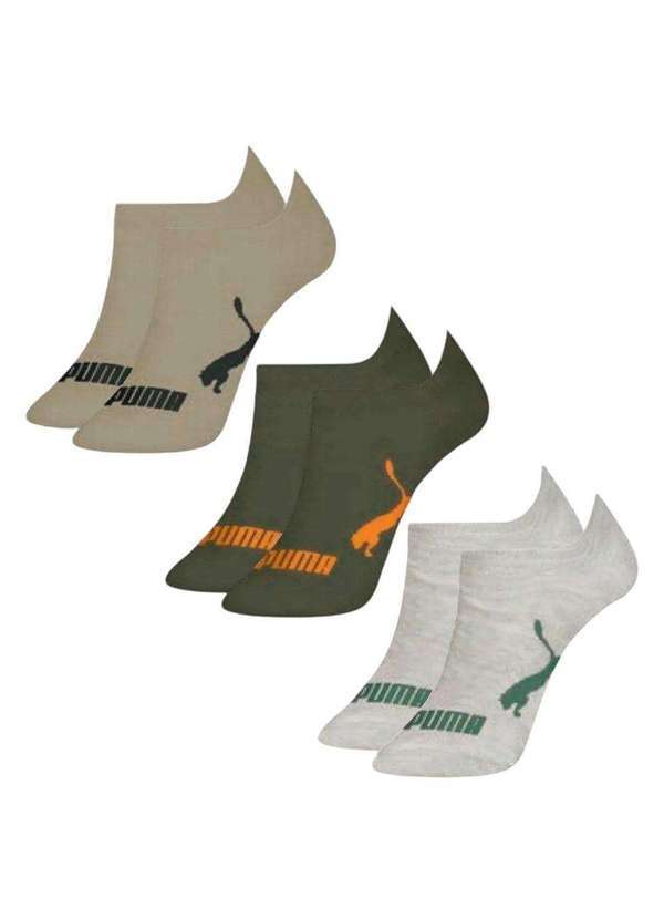 Puma - Kit 3 pares de Meias Puma Sapatilha Invisível Infantil Verde