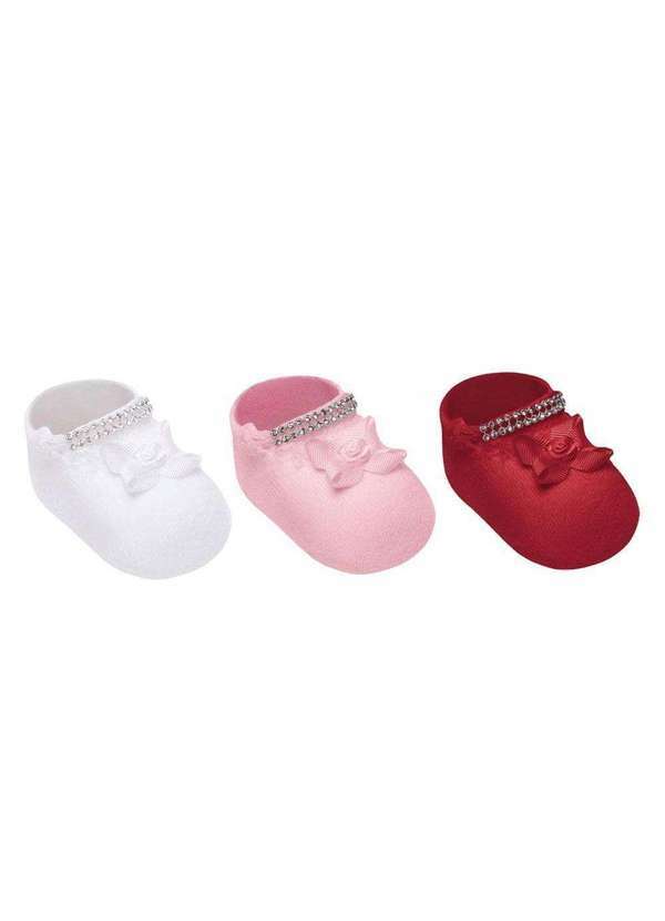 Selene - Kit 3 pares de Meias Sapatinho Selene Recém-Nascido Branco