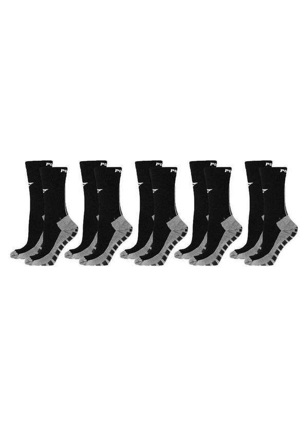 Penalty - Kit 5 pares de Meias 3/4 Penalty Grip Juvenil Preto