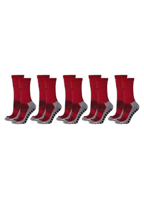 Penalty - Kit 5 pares de Meias 3/4 Penalty Grip Juvenil Vermelho