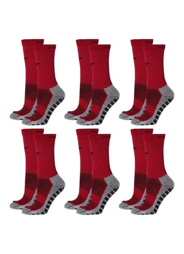 Penalty - Kit 6 pares de Meias 3/4 Penalty Grip Juvenil Vermelho