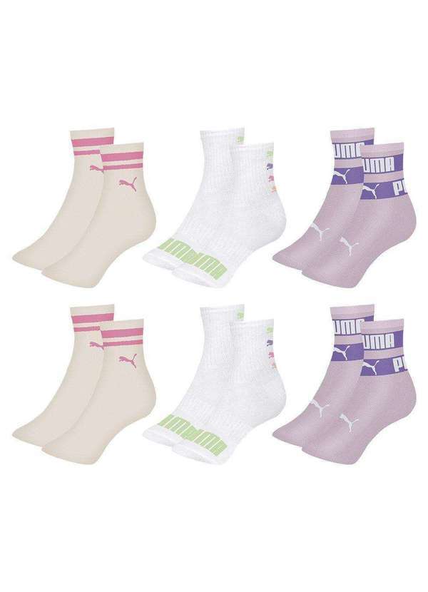 Puma - Kit 6 pares de Meias Puma Cano Longo Infantil Roxo