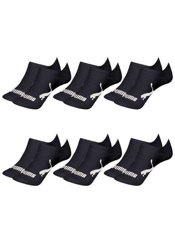 Puma - Kit 6 pares de Meias Puma Sapatilha Invisível Infantil Preto