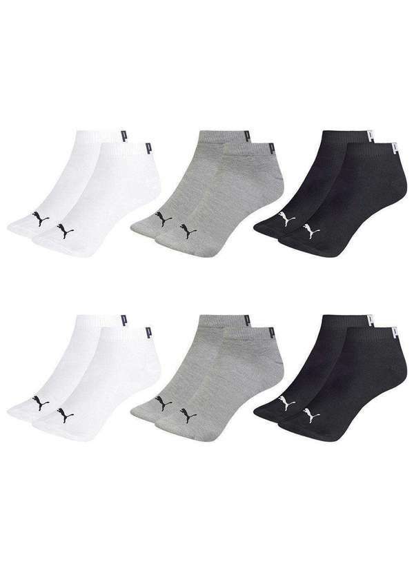 Puma - Kit 6 pares de Meias Puma Sapatilha Invisível Infantil Branco