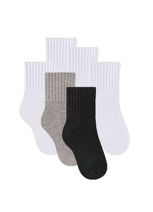Selene - Kit 6 pares de Meias Selene Lisa Meninos Infantil Branco