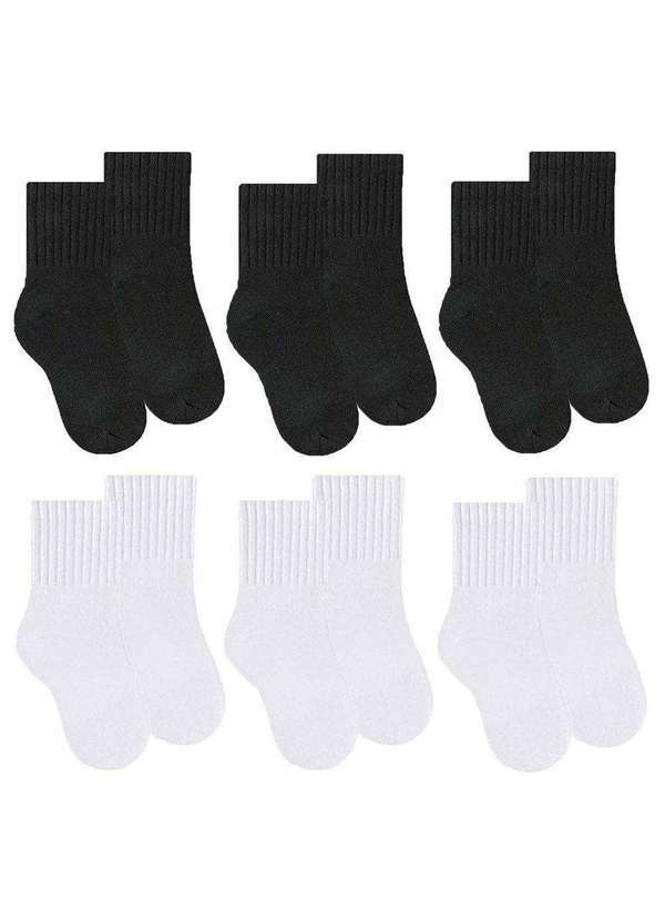 Selene - Kit 6 pares de Meias Selene Lisa Meninos Infantil Preto