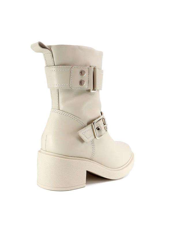 Usaflex - Bota Usaflex Cano Médio Salto Bloco Feminina Bege 2