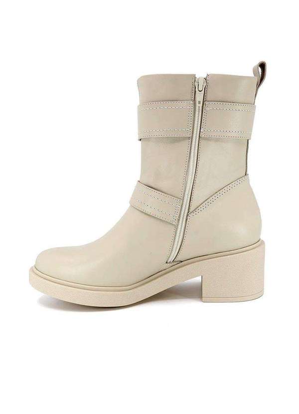 Usaflex - Bota Usaflex Cano Médio Salto Bloco Feminina Bege 3