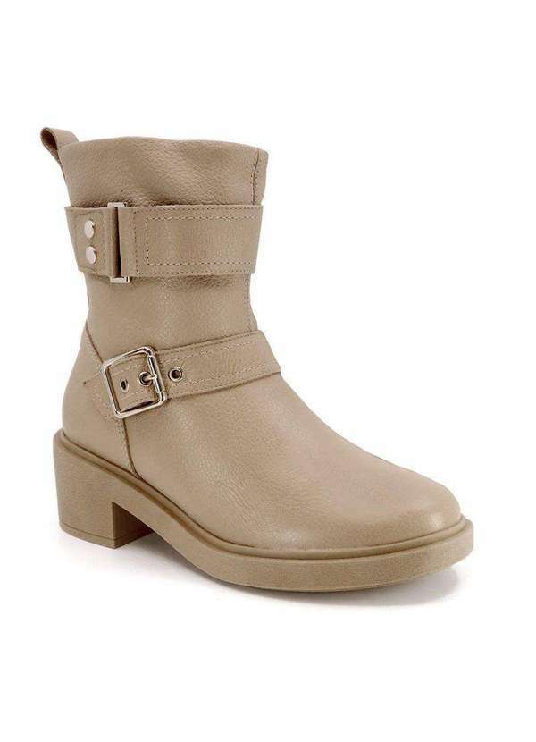 Usaflex - Bota Usaflex Cano Médio Salto Bloco Feminina Bege