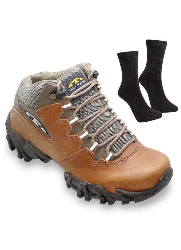 Kit Bota Bull Terrier Bruce Lite Feminina e par de Meia Marrom