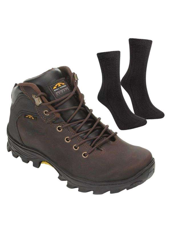 Bull Terrier - Kit Bota Bull Terrier Valmet Feminina e par de Meia Marrom