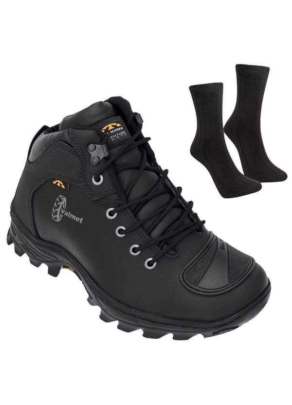 Bull Terrier - Kit Bota Bull Terrier Valmet Moto Feminina e par de Meia Preto