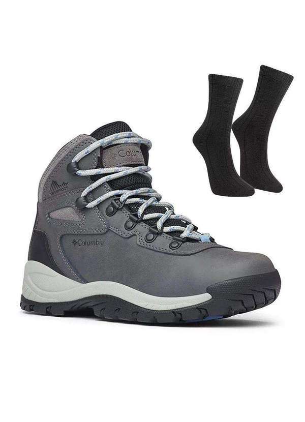 Columbia - Kit Bota Columbia Newton Ridge Plus Feminina e par de Meia - Cinza