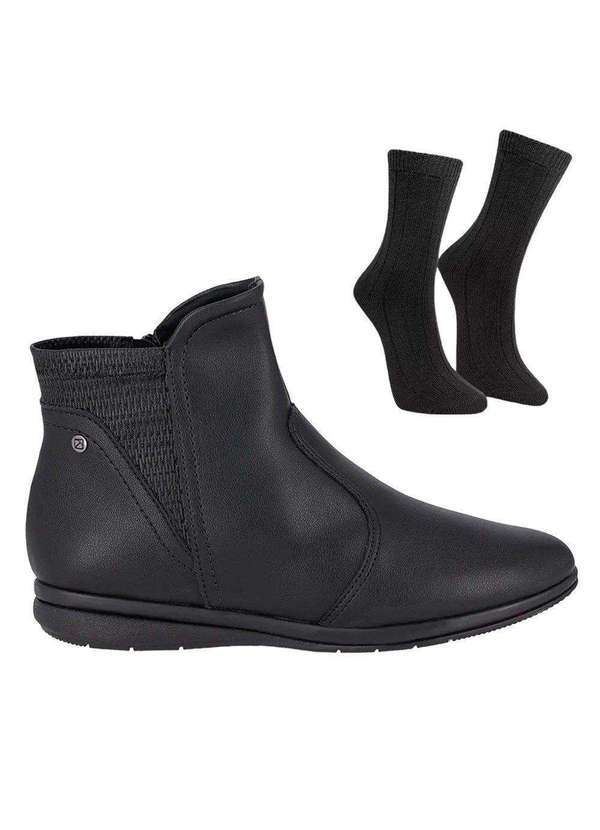 Piccadilly - Kit Bota Piccadilly Anabela Sandy Feminina e par de Meia Preto