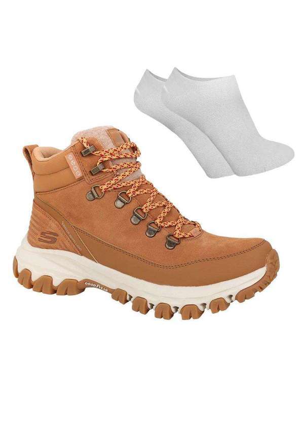 Skechers - Kit Bota Skechers Edgemont Feminina e par de Meia Marrom