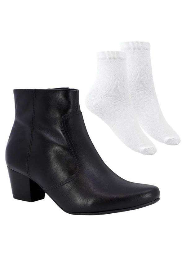 Usaflex - Kit Bota Usaflex Salto Bloco Feminina e par de Meia - Preto