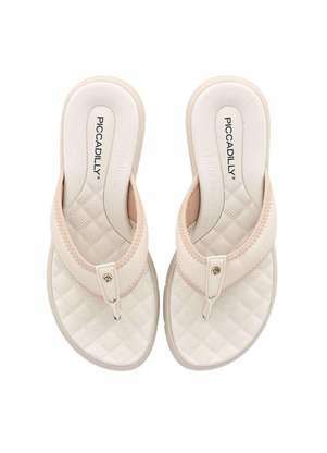 Chinelo Piccadilly Esporão Salto Anabela Feminino Bege Esporte Legal