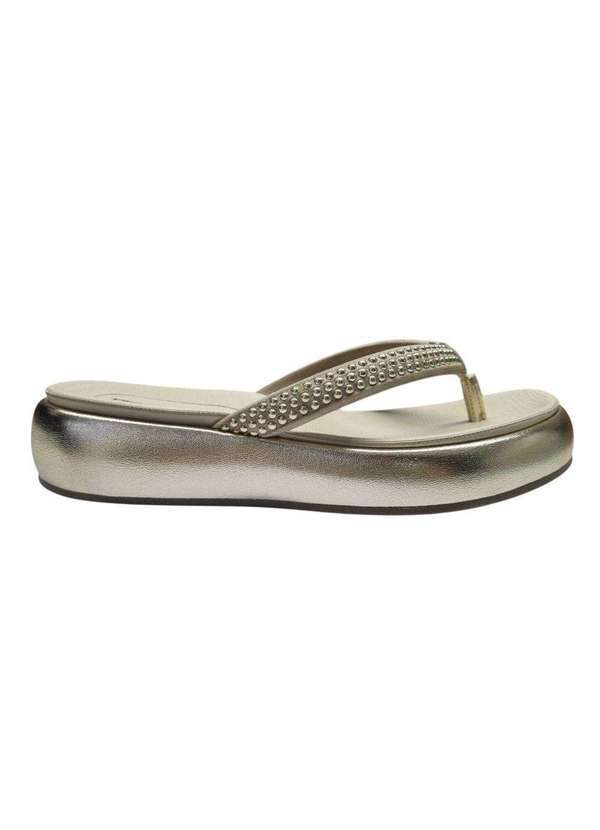 Piccadilly - Chinelo Piccadilly Sol Salto Anabela Médio Feminino Dourado