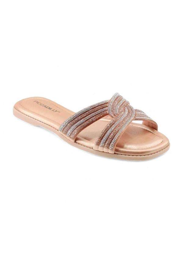 Piccadilly - Chinelo Rasteira Piccadilly Gabi Strass Feminino Dourado