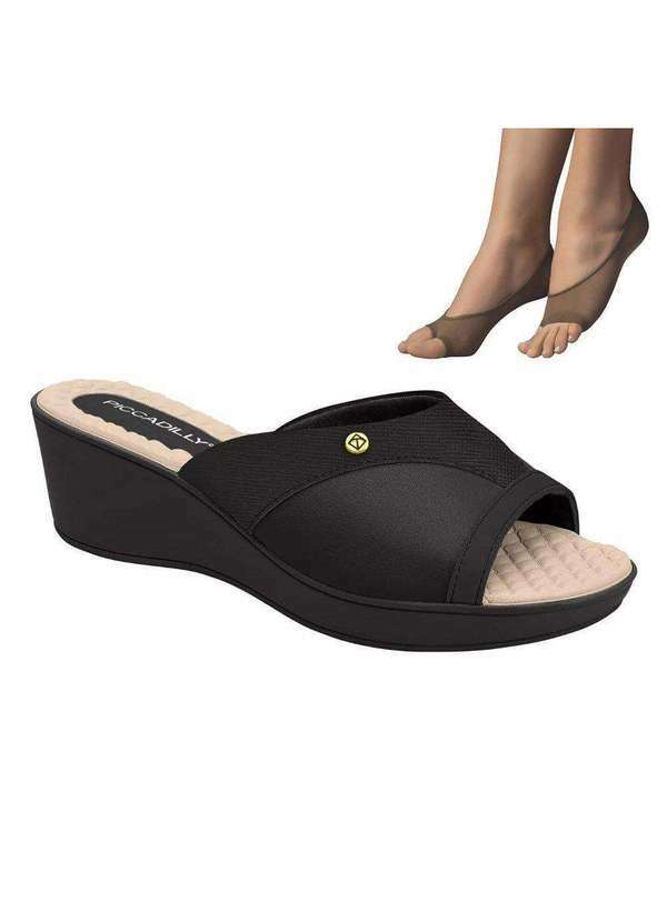 Piccadilly - Kit Sandália Piccadilly Cecilia Feminina e 2 pares de Meias Preto