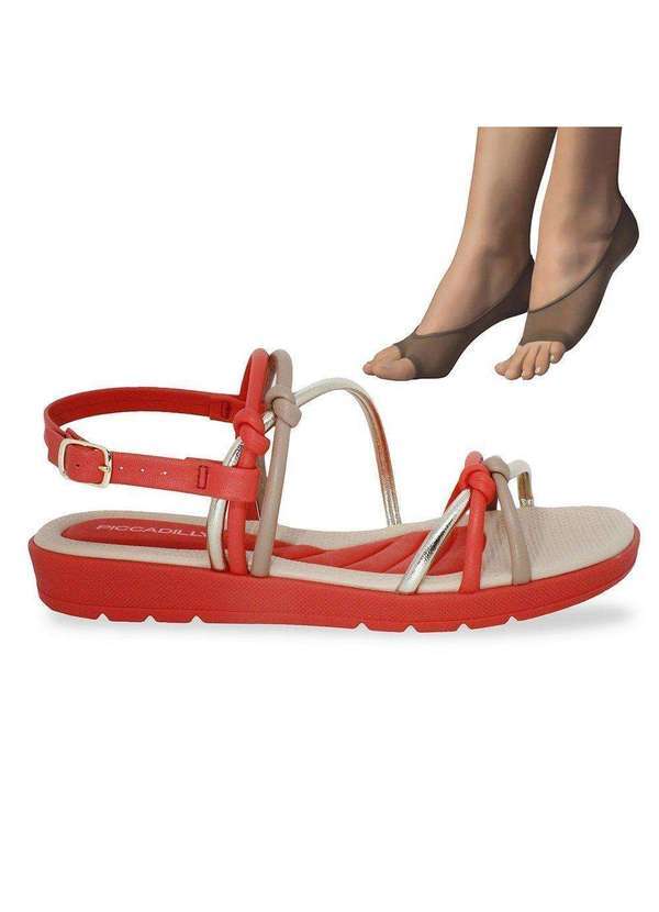 Piccadilly - Kit Sandália Piccadilly Rejane Feminina e 2 pares de Meias Bege