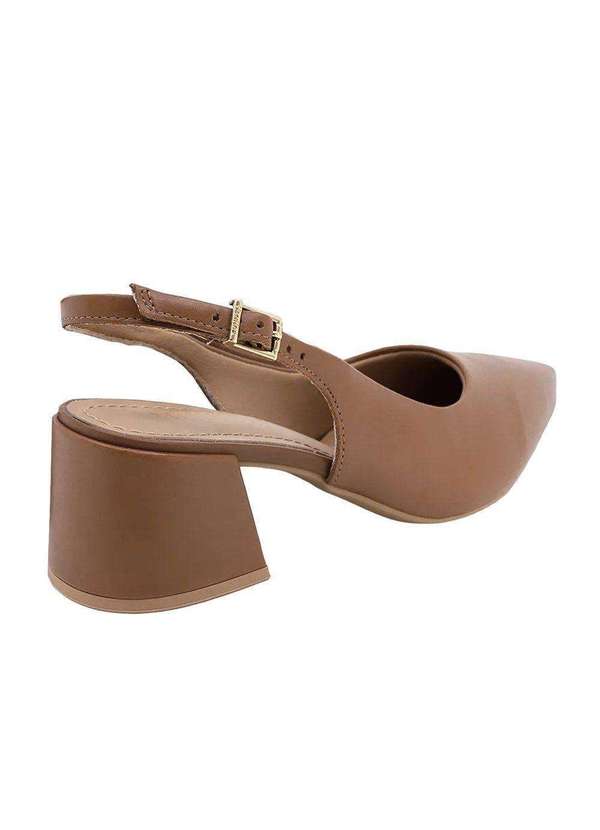 Usaflex - Kit Sandália Slingback Usaflex Salto Bloco Feminina e Meias Marrom 2