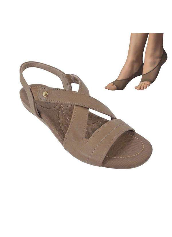 Usaflex - Kit Sandália Usaflex Básica Feminina e 2 pares de Meias - Marrom 1