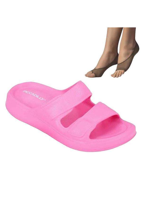 Piccadilly - Kit Tamanco Birken Piccadilly Marshmallow Feminino e Meias Rosa