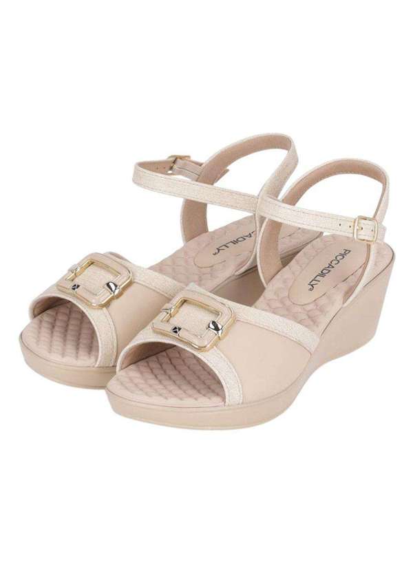 Piccadilly - Sandália Piccadilly Cecilia Salto Anabela Feminino Bege 2