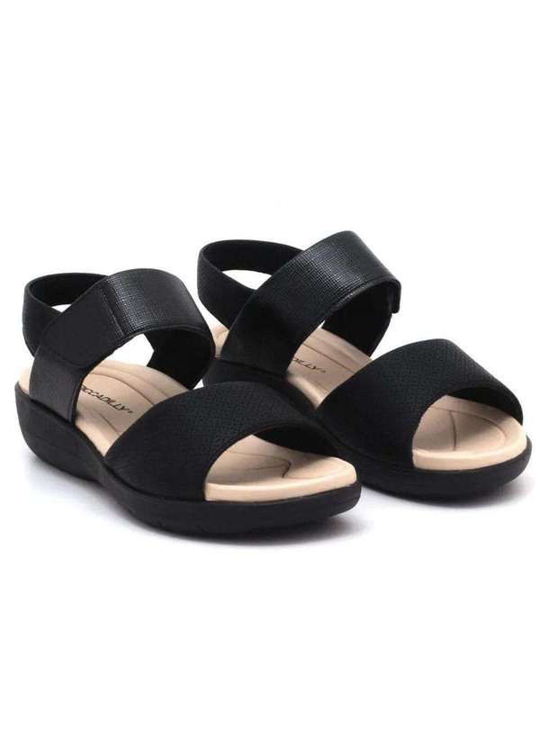 Piccadilly - Sandália Piccadilly Fascite Anabela Médio Feminina Preto 2