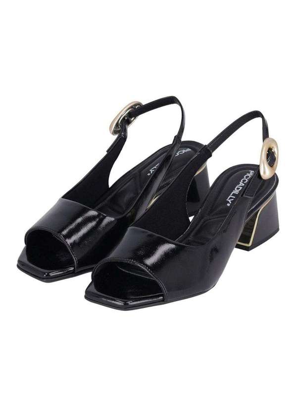 Piccadilly - Sandália Piccadilly Slingback Renee Salto Médio Feminina Preto 2