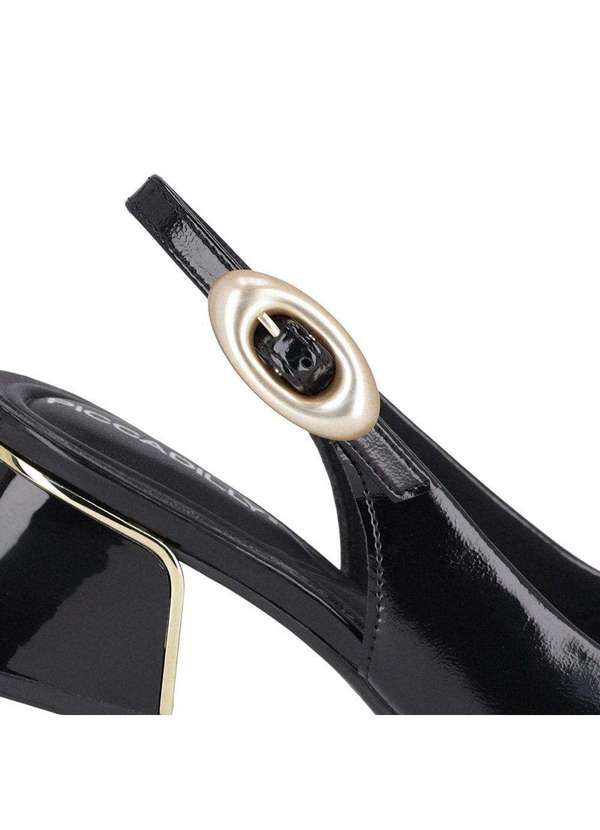 Piccadilly - Sandália Piccadilly Slingback Renee Salto Médio Feminina Preto 5