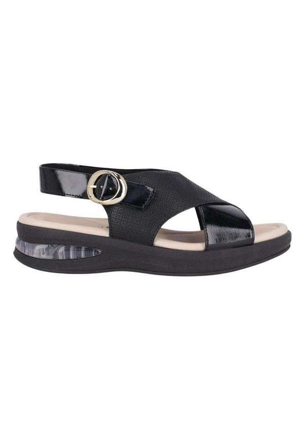 Piccadilly - Sandália Piccadilly Softstep Salto Anabela Médio Feminina Preto