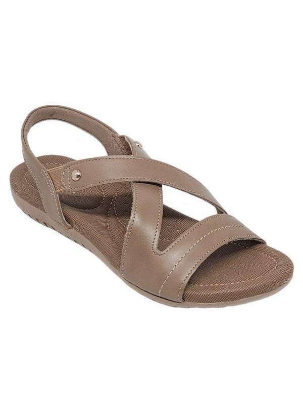 Usaflex - Sandália Rasteira Usaflex Couro Feminina Marrom