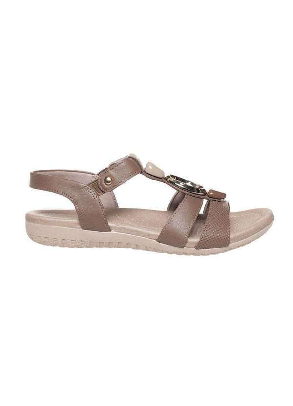 Usaflex - Sandália Rasteira Usaflex Enfeite Feminina Marrom