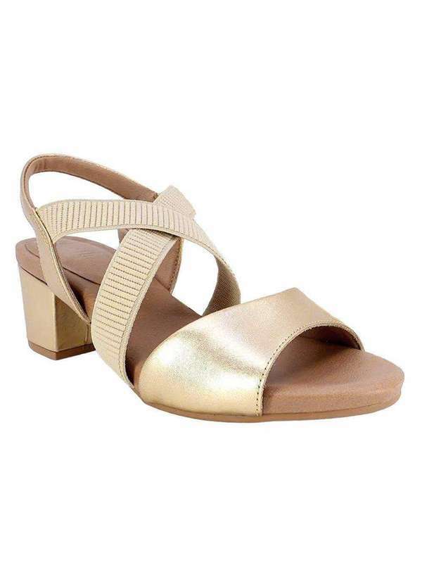 Usaflex - Sandália Usaflex Salto Bloco Feminina Dourado