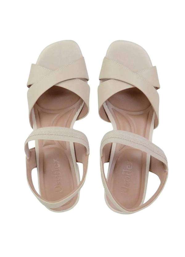 Usaflex - Sandália Usaflex Salto Bloco Médio Feminina Bege 3