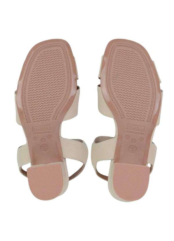 Usaflex - Sandália Usaflex Salto Bloco Médio Feminina Bege 4