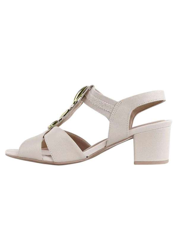 Usaflex - Sandália Usaflex Salto Bloco Pedraria Feminina Bege 2