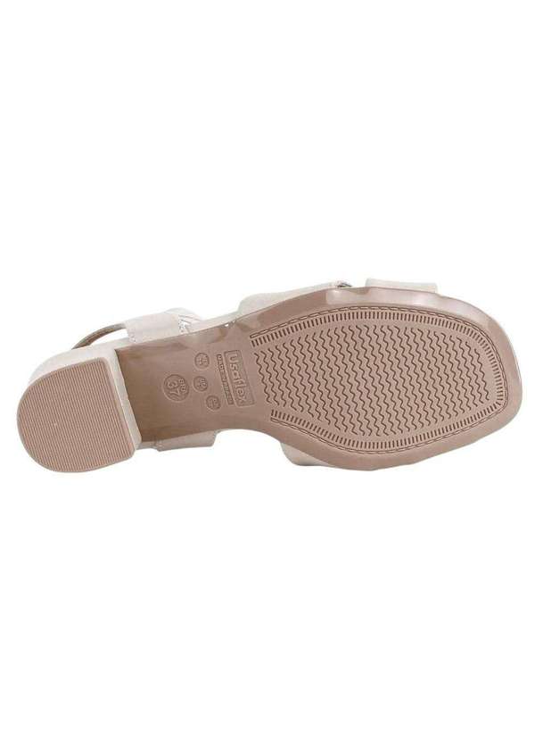 Usaflex - Sandália Usaflex Salto Bloco Pedraria Feminina Bege 5