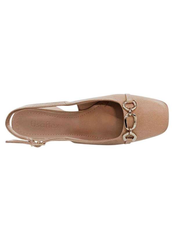 Usaflex - Slingback Usaflex Salto Bloco Feminina Bege 4