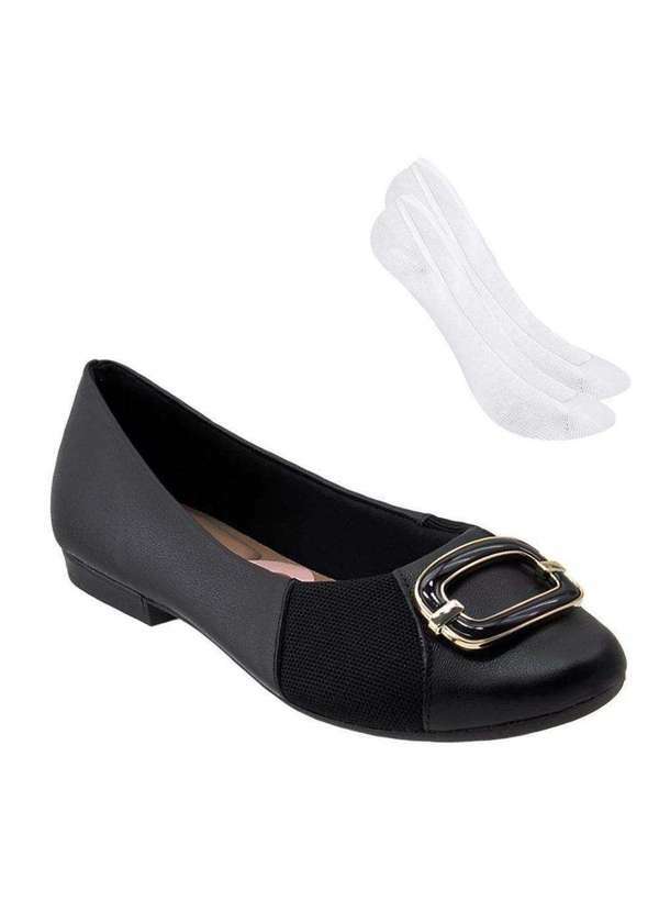 Usaflex - Kit Sapatilha Usaflex Joanete Feminina e par de Meia Preto