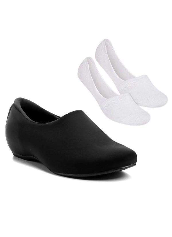 Usaflex - Kit Sapatilha Usaflex Salto Feminina e par de Meia - Preto