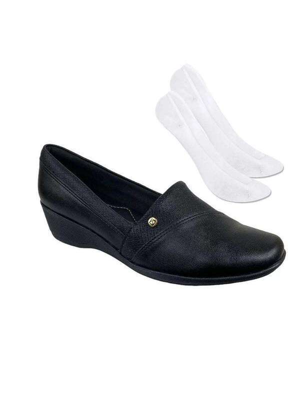 Piccadilly - Kit Sapato Piccadilly Ivone Feminino e par de Meia Preto