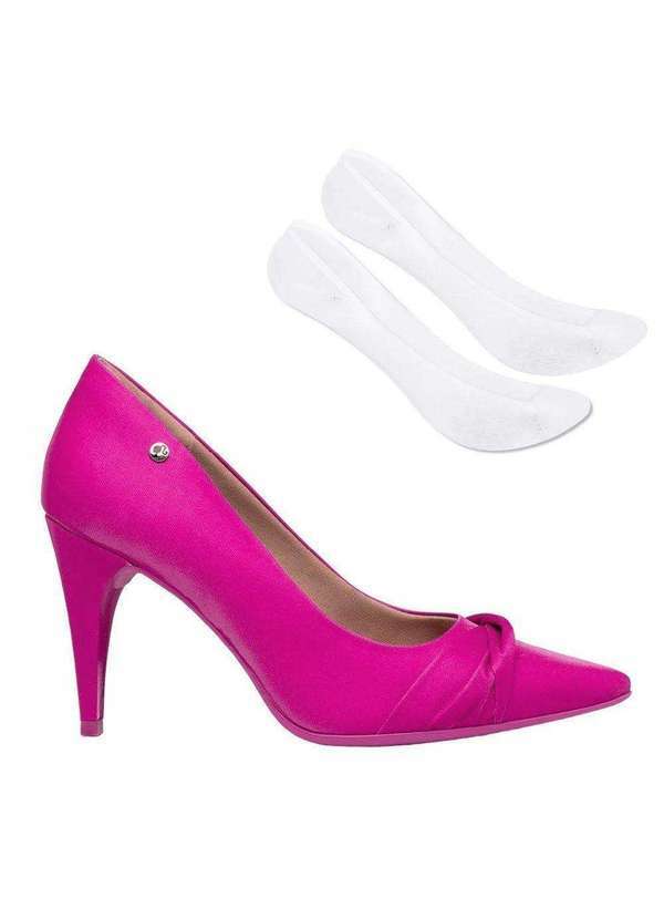 Piccadilly - Kit Scarpin Piccadilly Barbie Salto Alto Feminino e par de Meia Rosa