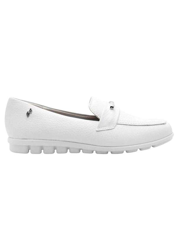 Usaflex - Mocassim Usaflex Loafer em Couro Feminino Branco 2