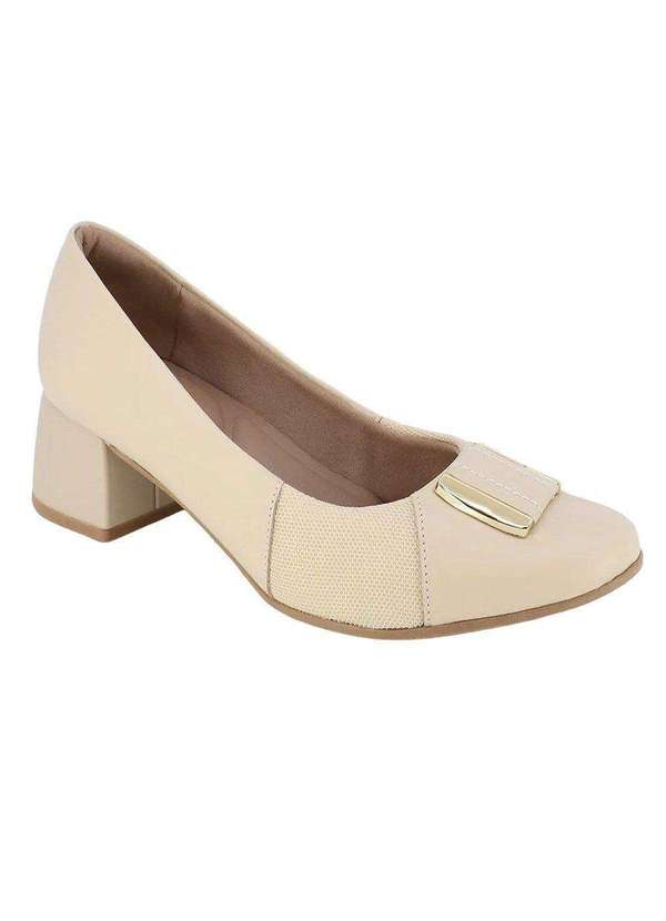 Usaflex - Scarpin Usaflex Joanete Salto Bloco Feminino Bege