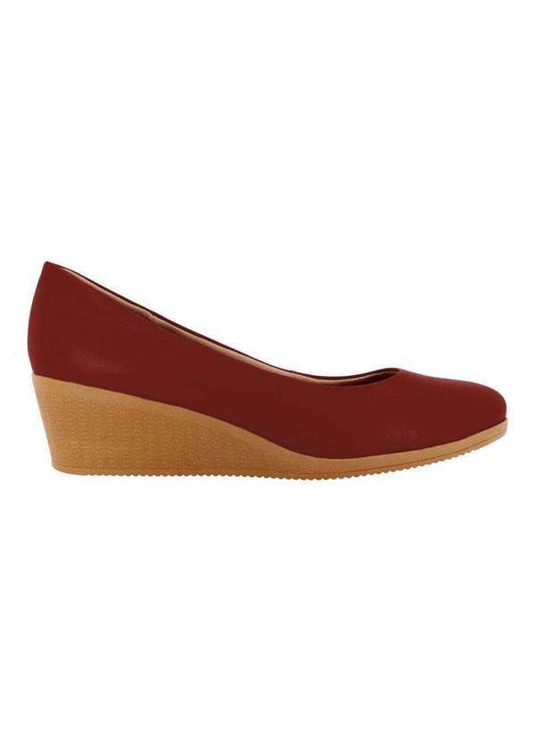 Usaflex - Scarpin Usaflex Salto Anabela Feminino Vermelho