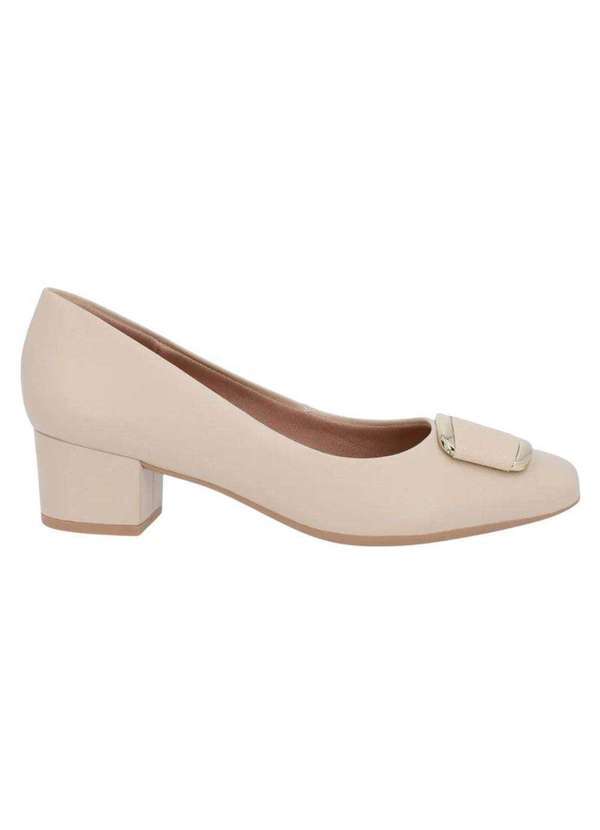Usaflex - Scarpin Usaflex Salto Bloco Enfeite Feminino Bege